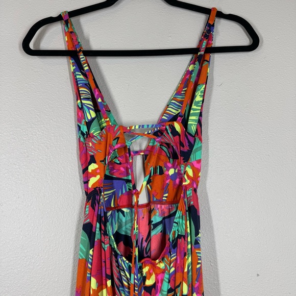 Maaji Flowering Crystal Maxi Dress Pink Bright Tropical Hibiscus Vacation Small - Picture 6 of 11